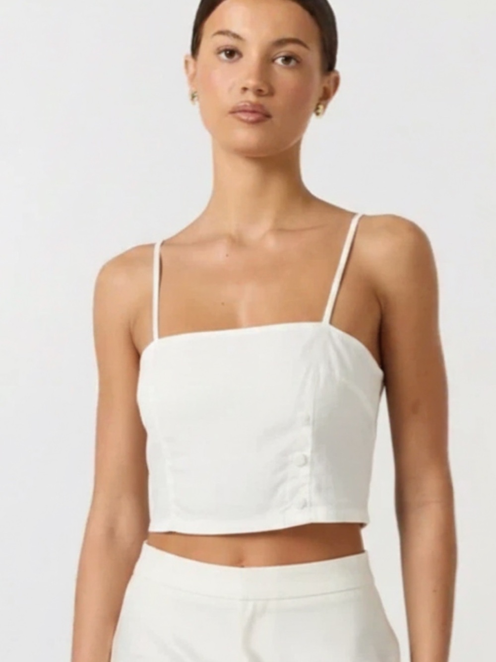 Forever 21 Contemporary  Cotton Crop Top White Cotton